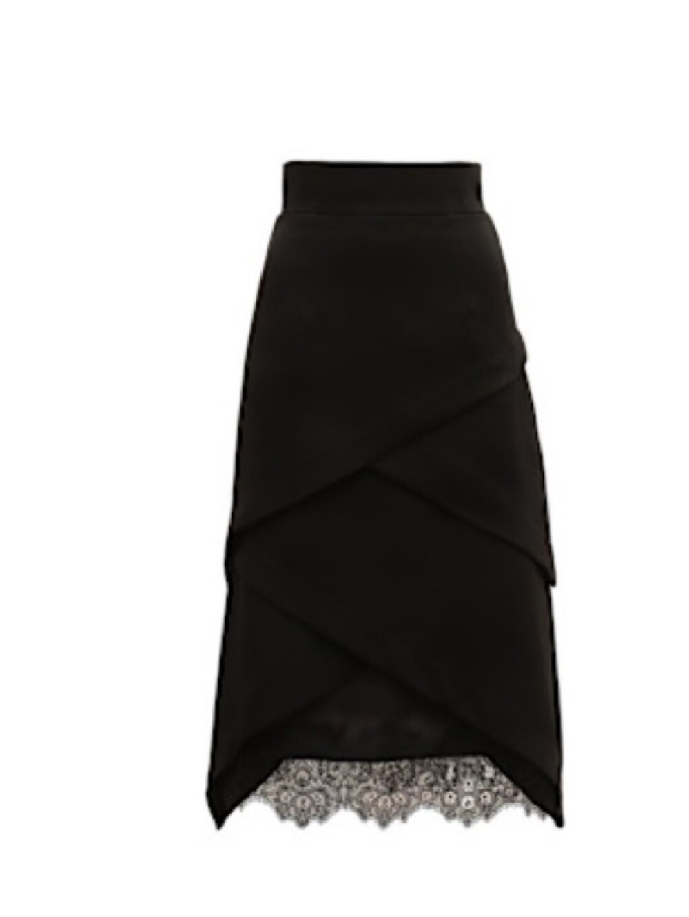 Black Layered Midi Skirt with Lace Trim - Julia Allert Nwt